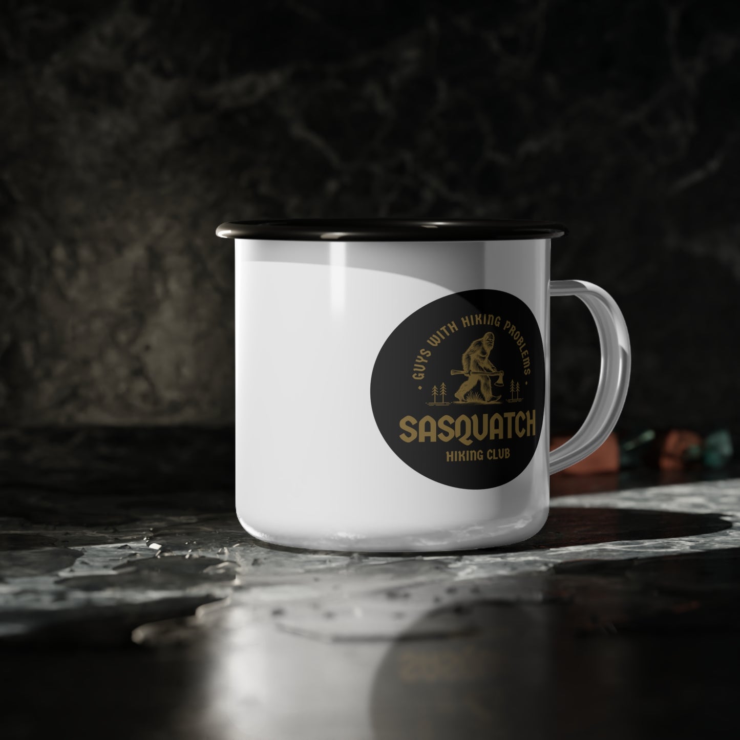 Sasquatch Hiking Club Enamel Mug